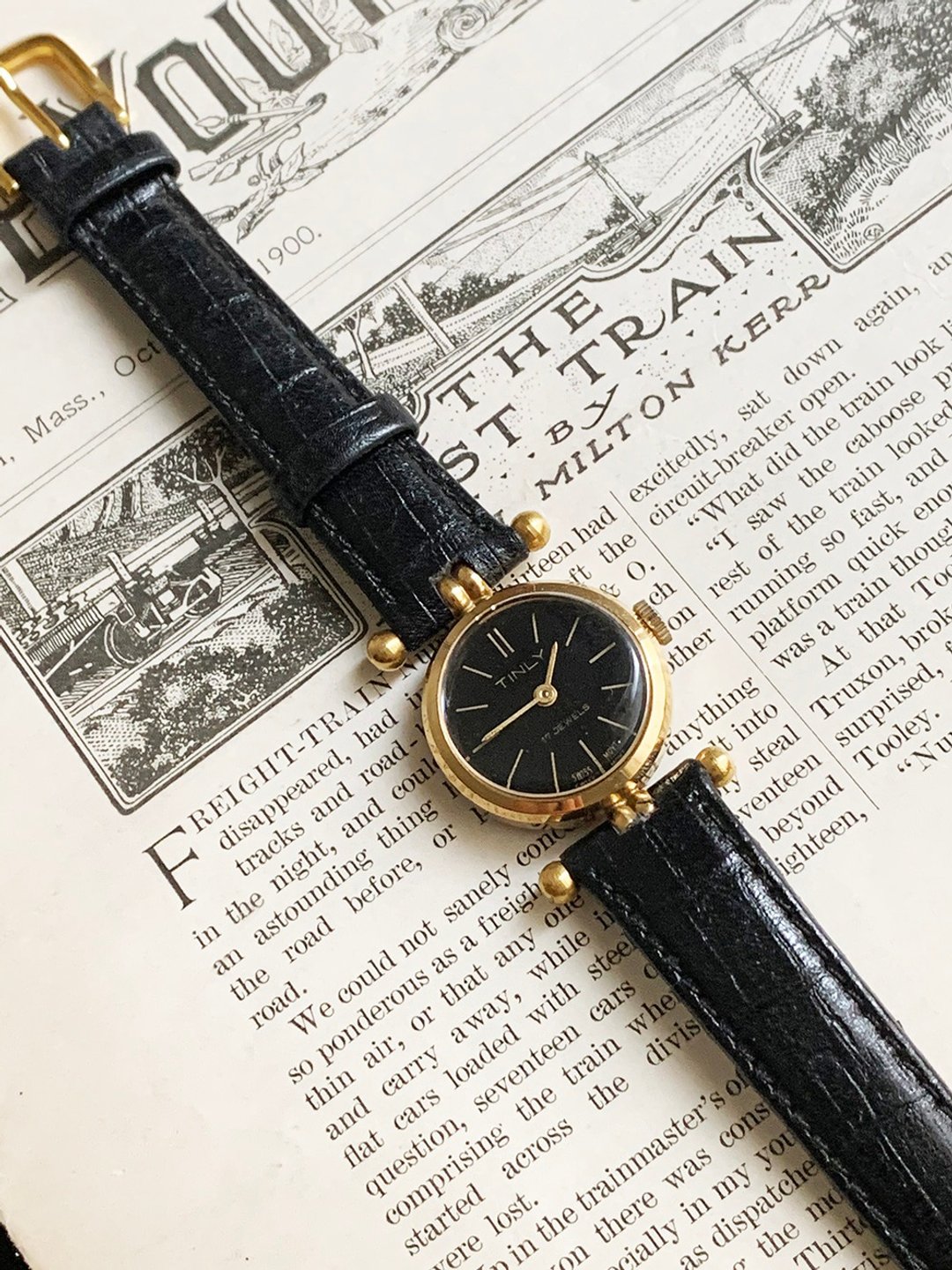 1960's TINLY黑色机械表 - 女表 - 其他金属 金色