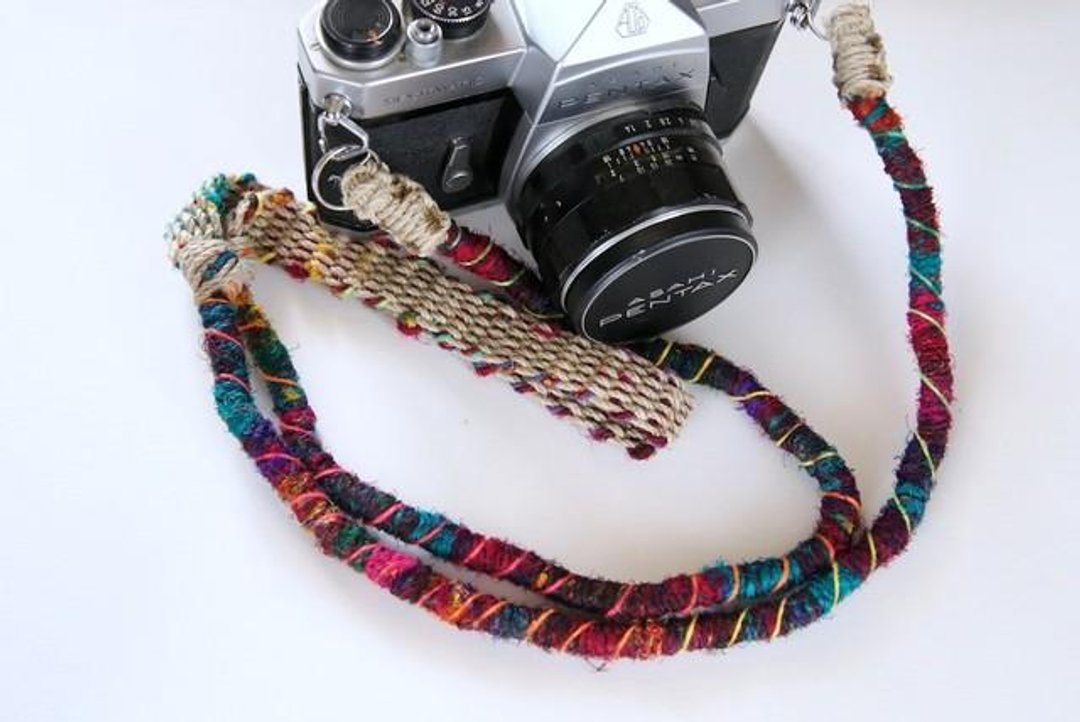 Crazy-color  hemp camera strap / double ring - 相机背带/脚架 - 棉 多色