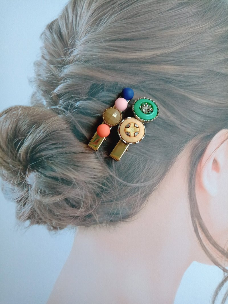 wow Button Handmade-2入糖果派对钮扣 压夹 发夹 发饰 - 发饰 - 其他材质 