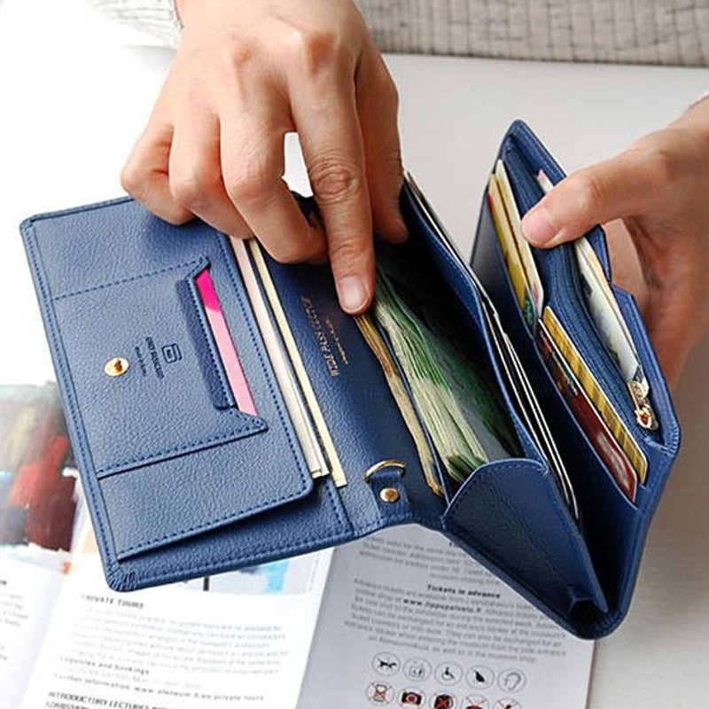 Plepic-爱恋插曲万用三折皮夹-海军蓝,PPC93143 - 手拿包 - 真皮 蓝色