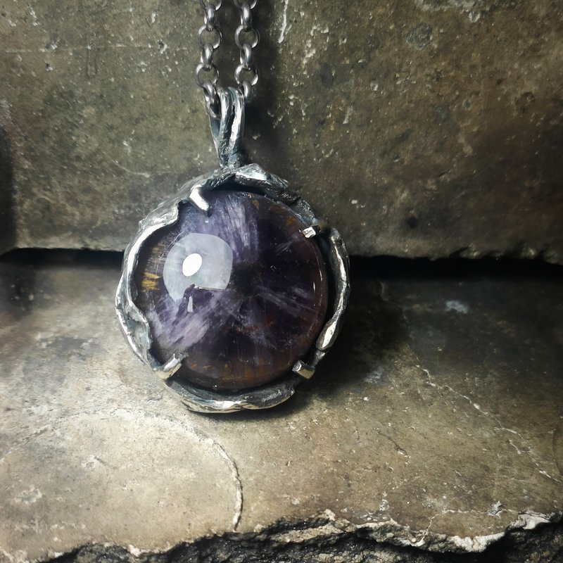 极光紫钛/达碧兹/天眼/银吊墬 - 项链 - 宝石 紫色