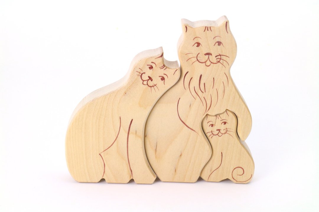 猫咪家庭 - 玩具/玩偶 - 木头 红色