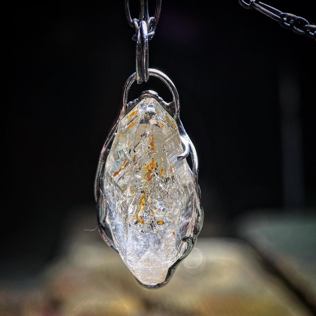 油胆水晶/ 油胆水晶项链/油胆水晶纯银项链 - 项链 - 水晶 黄色