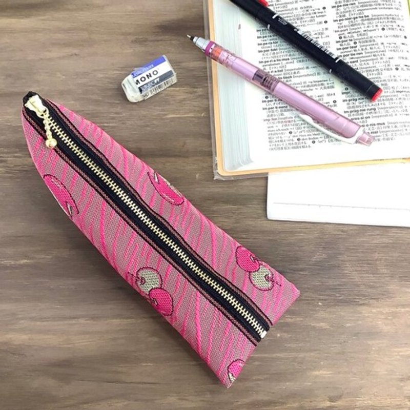 【兔子苹果】榻榻米边带 四面锥形笔袋 苹果 安昙野 信州 粉色 - 铅笔盒/笔袋 - 其他材质 粉红色