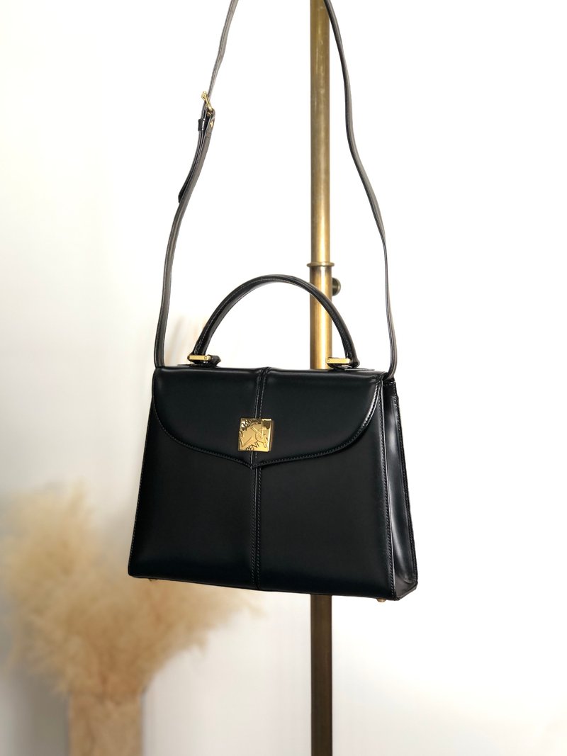 [日本直送 品牌二手包] Yves Saint Laurent 单肩包黑YSL 图案 皮革 两用迷你包 sd7ybz - 侧背包/斜挎包 - 真皮 黑色