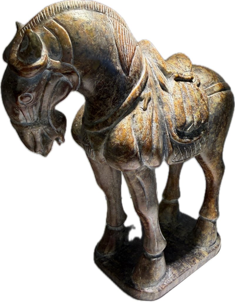 3.2kg Hetian Jade Horse 唐代风格和田玉胡马雕件 #古玉 Chinese - 摆饰 - 玉石 咖啡色