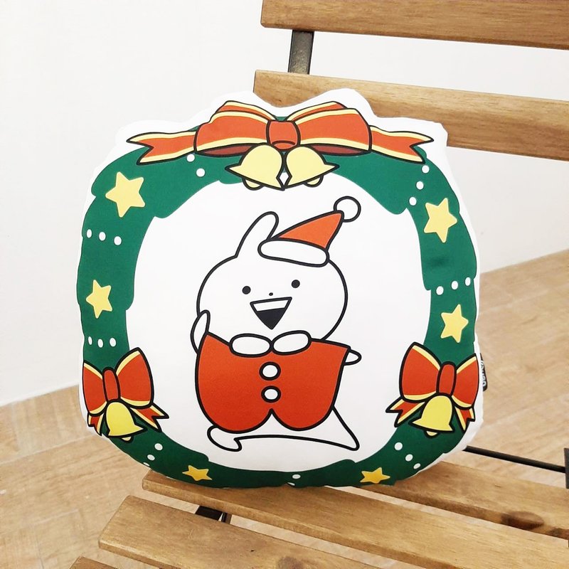 Usagyuuun Santa Polyester Pillow Size 15x15 inchs Exclusive Edition - 枕头/抱枕 - 棉．麻 白色