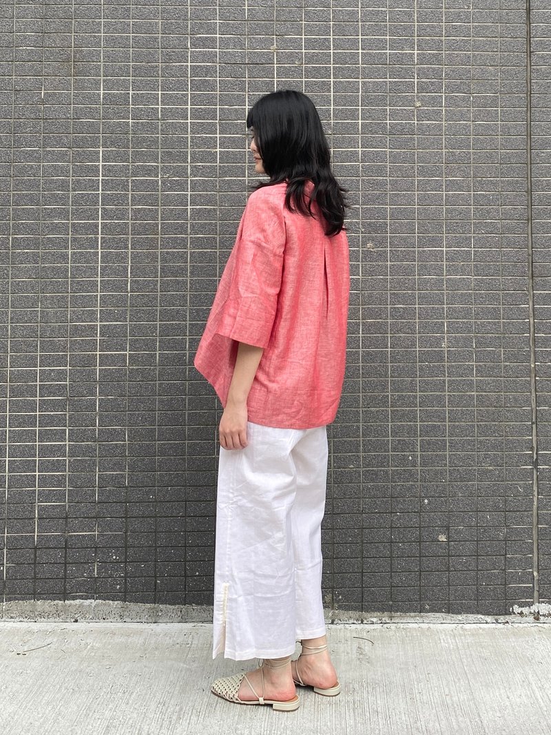 棉麻简单上衣-微瑕 - 女装上衣 - 棉．麻 红色