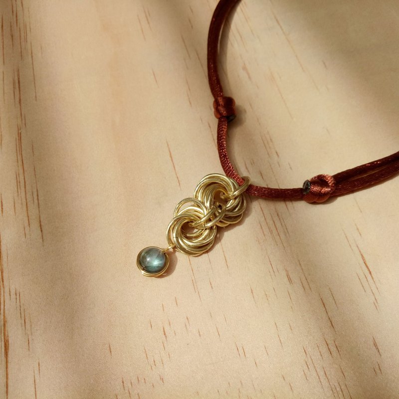 【鸿升饰品】圈套 项链 青铜 拉长石 - 项链 - 其他金属 黄色