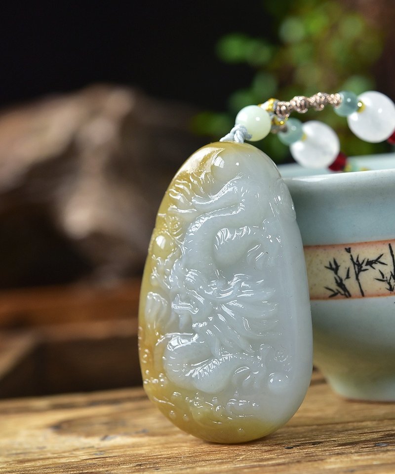 秒杀价 天然和田玉且末翘糖龙牌吊坠   寓意吉祥如意 - 吊饰 - 玉石 