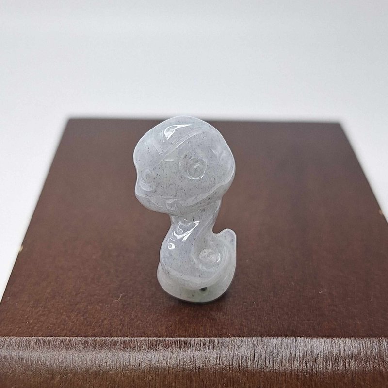 冰粉紫洒乌鸡可爱小蛇 生肖蛇 吊坠 | 天然缅甸玉A货翡翠 - 项链 - 玉石 