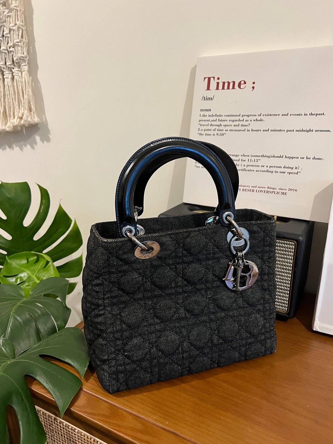Dior denim Lady Dior 牛仔戴妃包 绝版 - 侧背包/斜挎包 - 棉 黑色