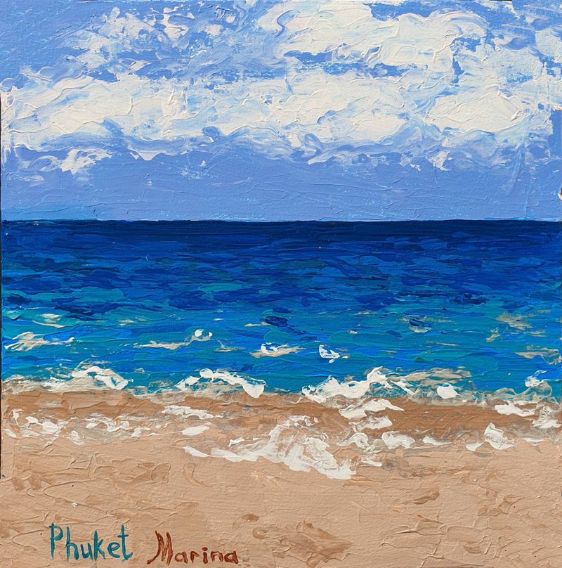 海滩画海景热带原始航海墙壁艺术假期波浪海 - 海报/装饰画/版画 - 其他材质 蓝色