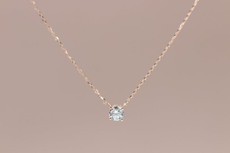 14K Tint Necklace 简约单钻项链 - 项链 - 贵金属 金色
