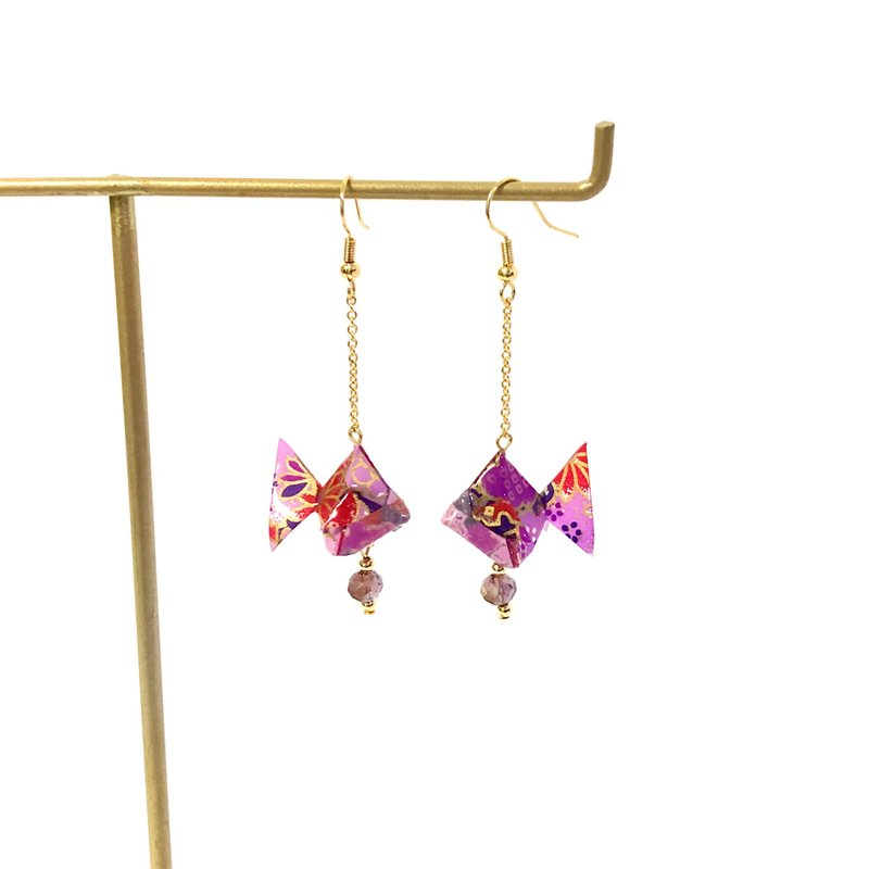 【SGS检验合格】日系折纸系列耳环-金鱼款 (限定色) - 耳环/耳夹 - 纸 多色