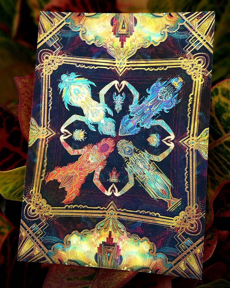 .四方元素. 烫印绘卡 - 卡片/明信片 - 纸 