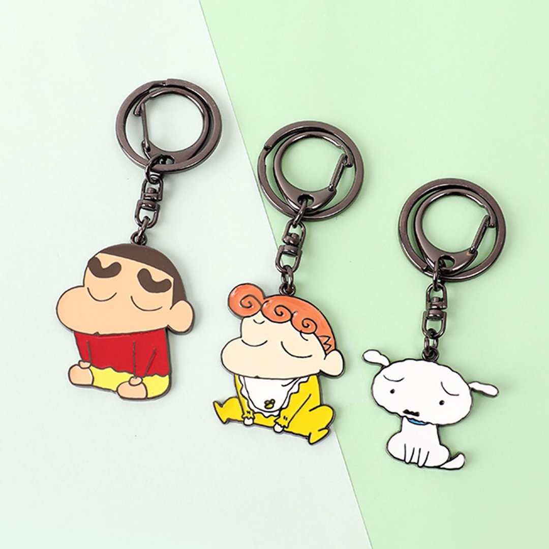 蜡笔小新被骂了金属钥匙圈-Crayon Shin Chan 公仔吊饰 小葵 小白 - 钥匙链/钥匙包 - 其他金属 多色