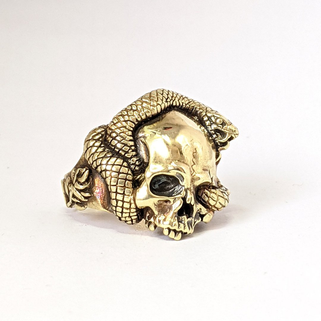 Eternity　【snake&skull ring】brass　model　by GRYPHON - 戒指 - 铜/黄铜 金色