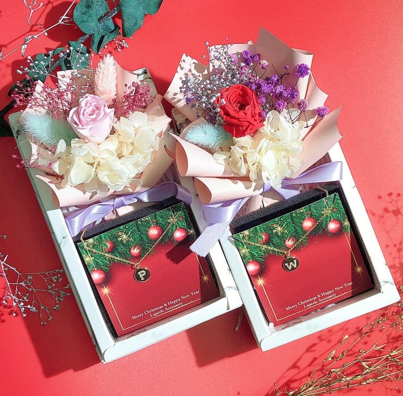 定制化礼物 花盒 定制化 英文字母 玻璃石 颈链  项链 生日 婚礼 - 项链 - 其他金属 红色