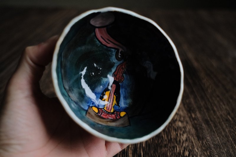 手绘碗・内火与意识转移 - 碗 - 陶 白色