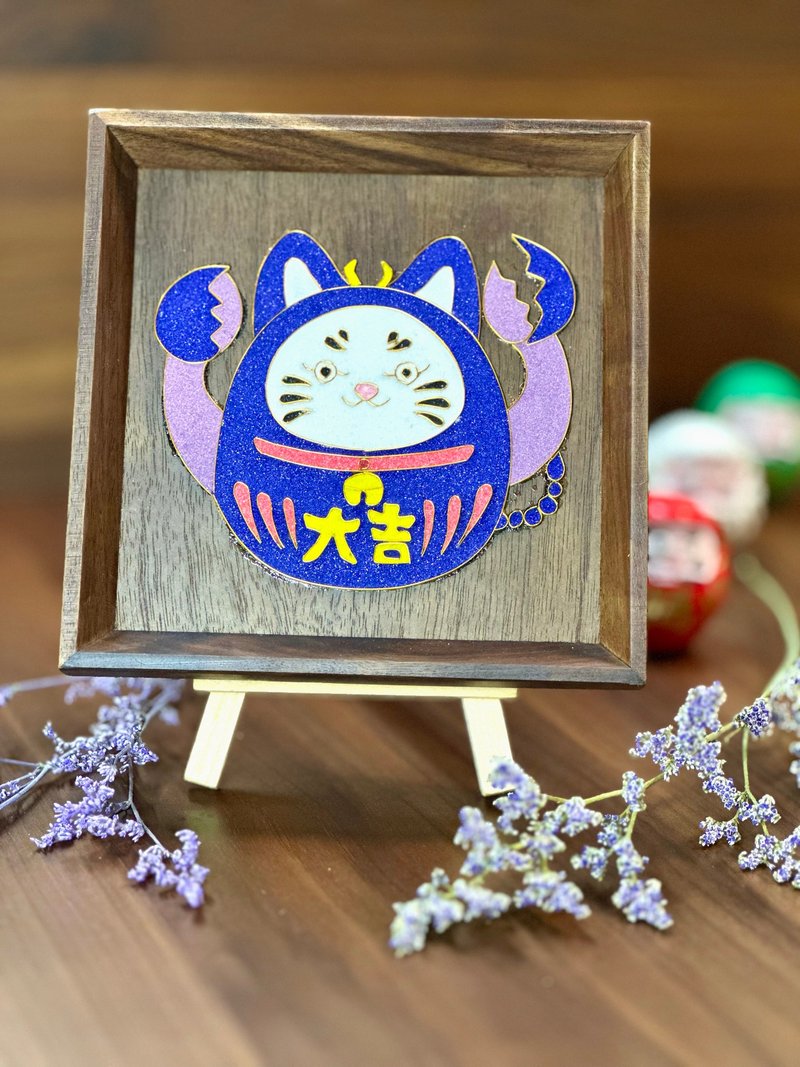 景泰蓝十二星座达摩招财猫木盘摆设 - 天蝎座 - 摆饰 - 木头 