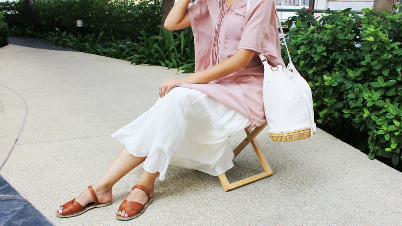 White Bucket bag - 束口袋双肩包 - 其他材质 白色