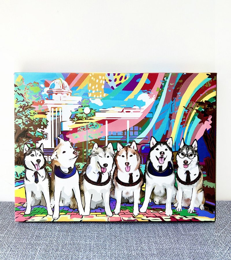 长34x25cm 定制化 宠物画 设计 合并 狗 人像 艺术  无框画 礼物 - 订制画像 - 其他人造纤维 多色