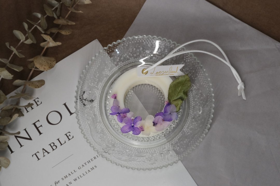 【送礼首选】香氛蜡烛片 | 婚宴礼物 | 新居礼物 | 紫色干燥花 - 蜡烛/烛台 - 蜡 