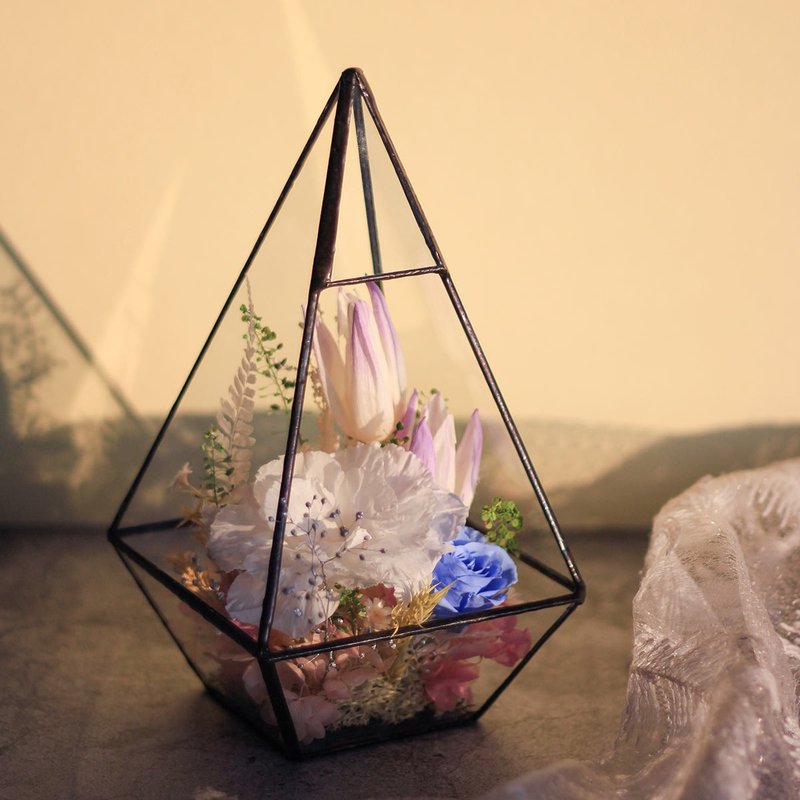 永生花玻璃罩盅/低调桔梗郁金香 玻璃屋/定制永生玫瑰花礼 - 干燥花/捧花 - 植物．花 多色