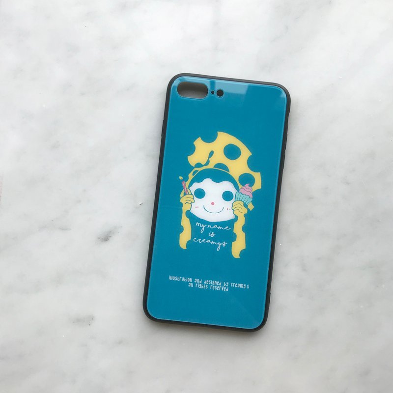 Creamyhead - 波点蓝钢化玻璃手机壳 - 手机壳/手机套 - 玻璃 蓝色