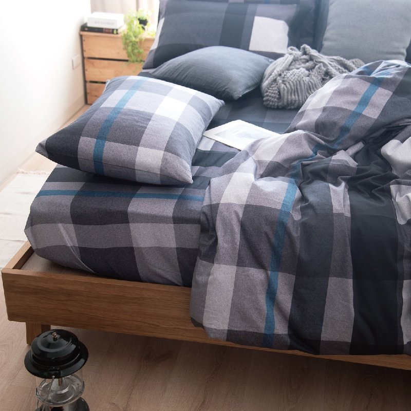 DR910 英伦格纹/300织长绒棉//床包枕套组/床包被套组/台湾制 - 寝具 - 棉．麻 