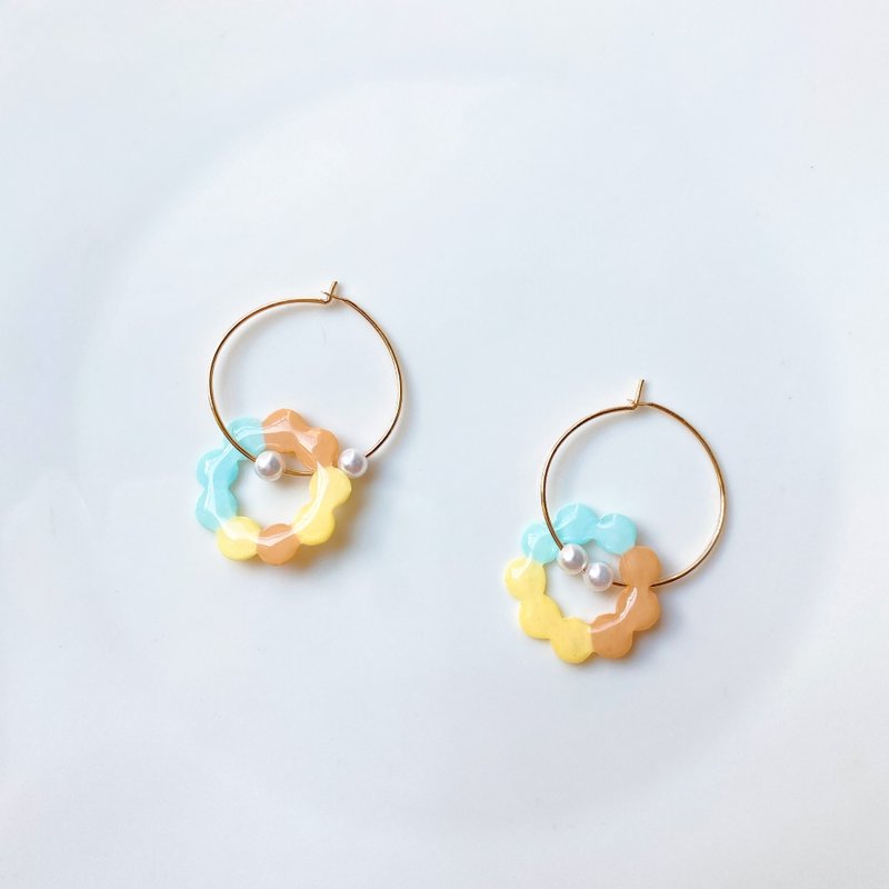 花园圆圈#5针式/夹式耳环 - 耳环/耳夹 - 树脂 多色
