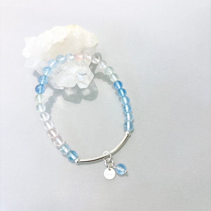 Ops Morganite bracelet-摩根石/纯银/粉嫩/海水蓝宝/疗愈/手链 - 手链/手环 - 宝石 多色