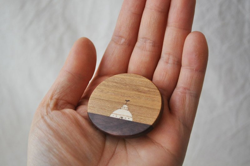 Travel landscape brooch 9 - 胸针 - 木头 