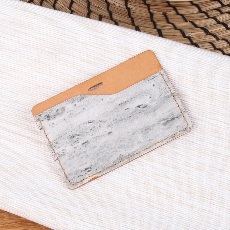 【石纹】大理石植鞣皮横式票夹 - 证件套/卡套 - 真皮 白色