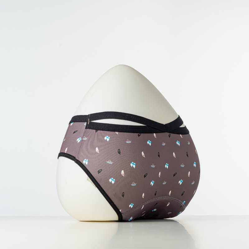 【左翌设计 X 月亮裤】宝岛款-日用加量台湾意象巧克咖中腰月亮裤 - 生理用品 - 其他材质 咖啡色