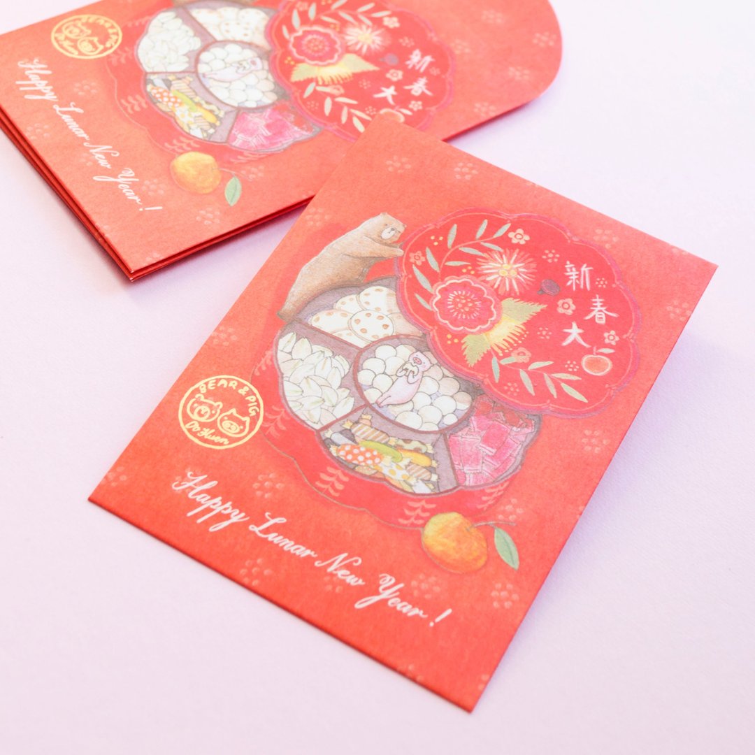 猪仔熊仔－新年红包(利是封) 8入 - 红包/春联 - 纸 红色
