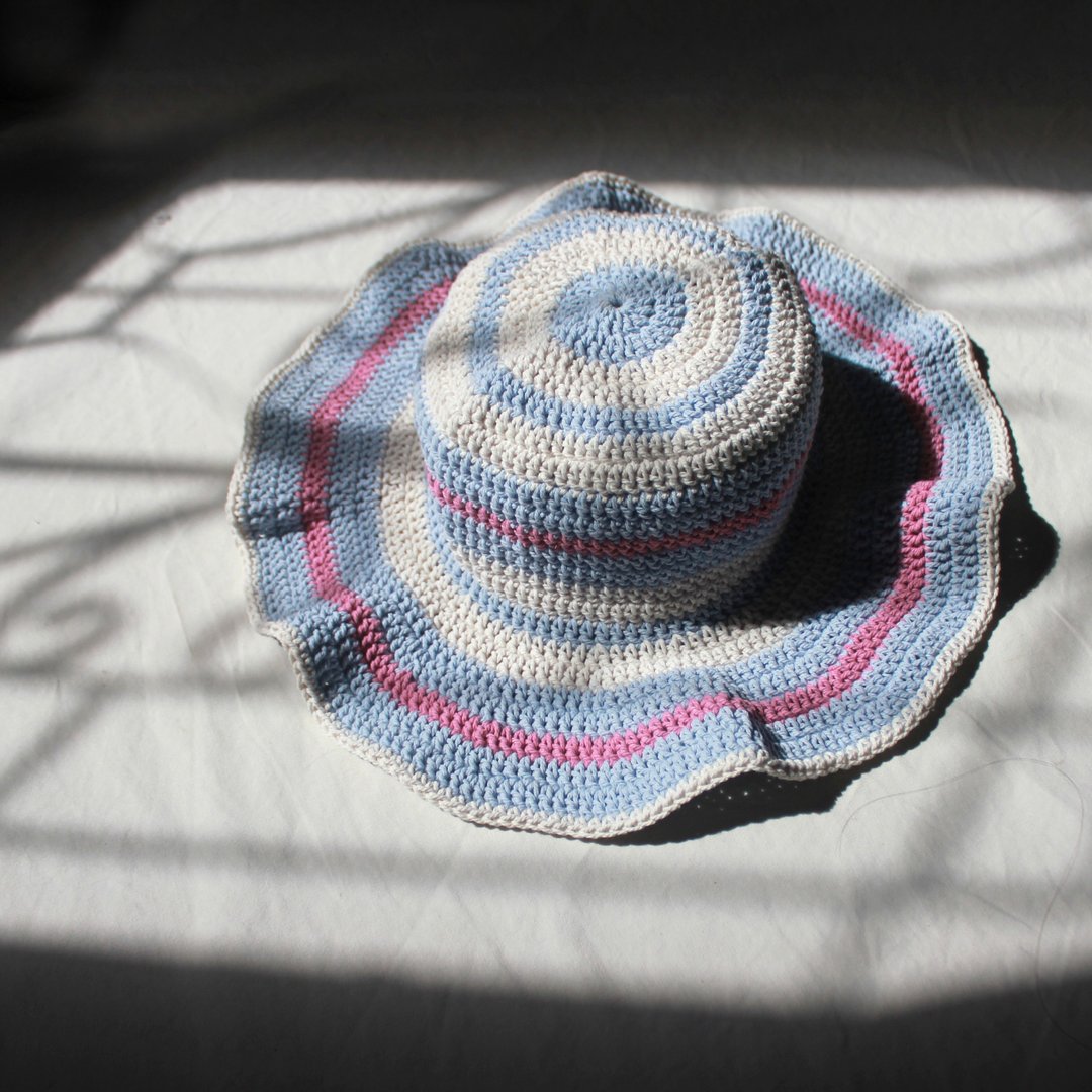 Striped Crochet Hat ,Unicorn Pastel Hat ,Summer Hat ,Baby Hat - 帽子 - 其他材质 多色