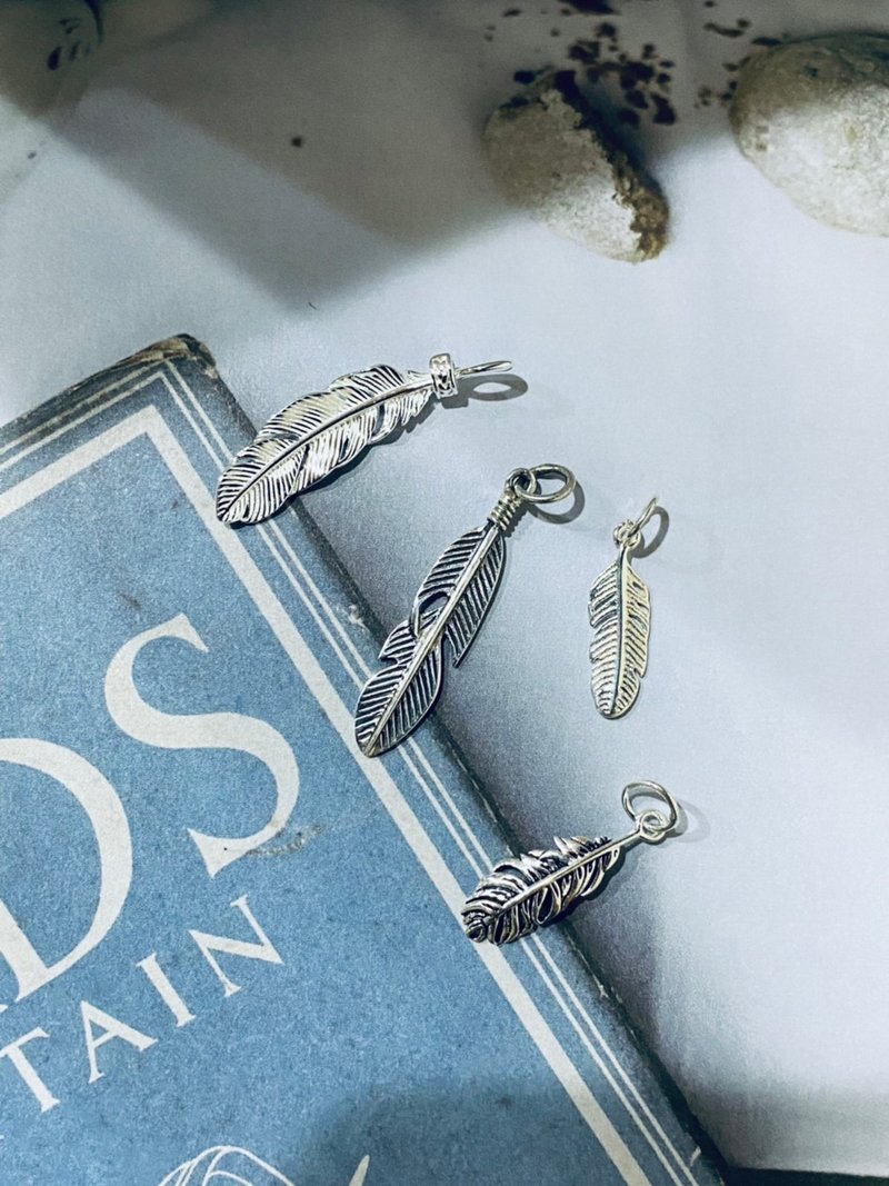 925纯银 迷你羽毛造型 纯银项链 feather 复古 亮银 - 项链 - 纯银 银色