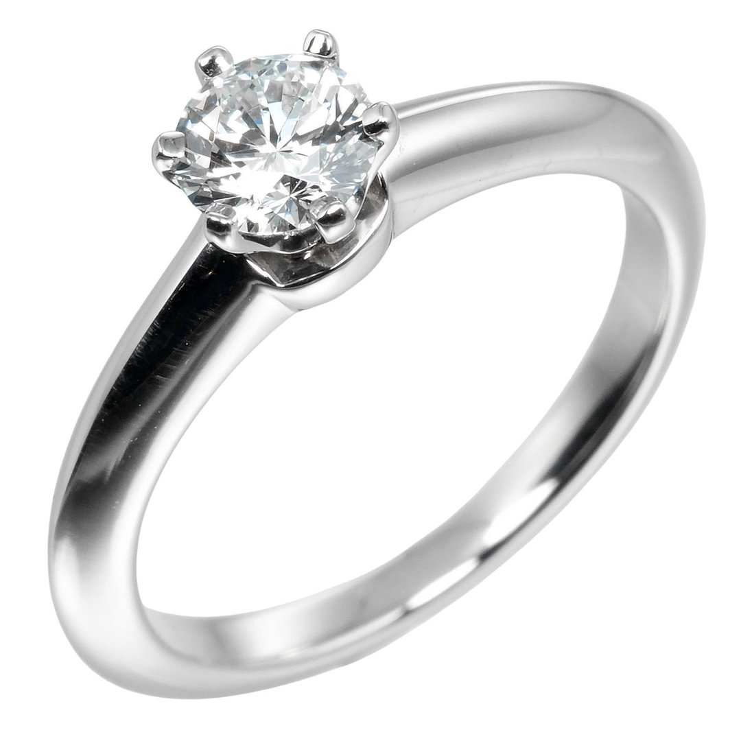 【日本直送】蒂芙尼 Solitaire 6.5号 戒指 0.39ct VS1/E/GOOG Pt950铂金 钻石 TIFFANY&Co.【二手】 - 戒指 - 贵金属 银色