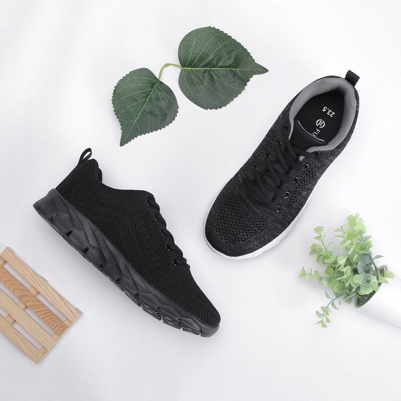 极轻量透气飞织休闲鞋-黑/全黑 1AL001 - 女款运动鞋/球鞋 - 其他材质 黑色