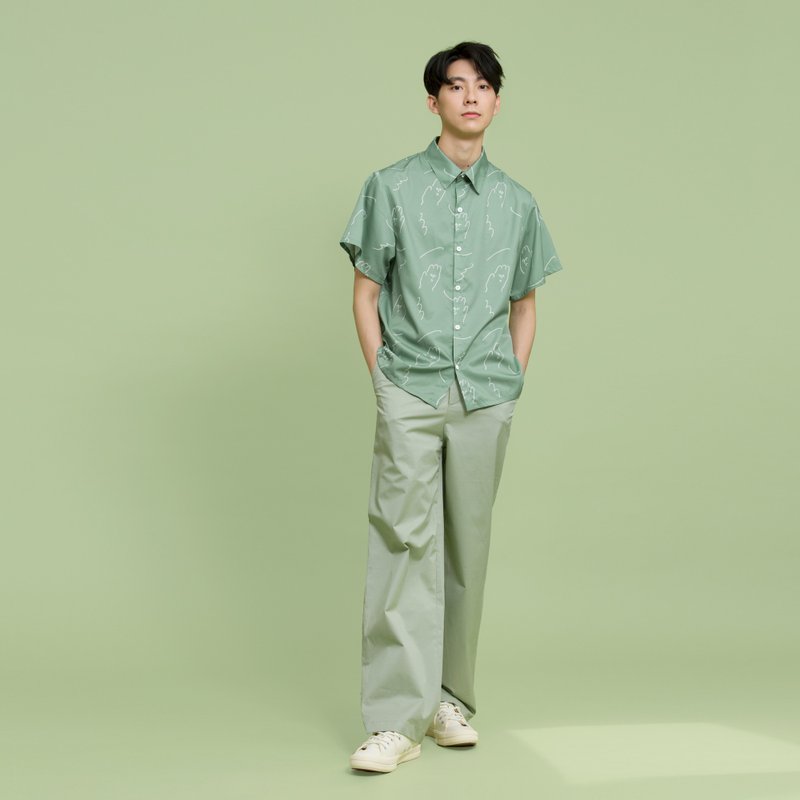 tan tan / 手掌兄弟短袖衬衫(绿) - 男装衬衫 - 其他材质 绿色