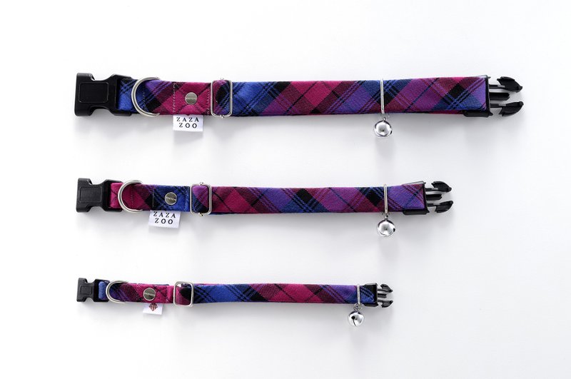 经典格纹宠物狗狗项圈 S/M/L【ZAZAZOO】 - 项圈/牵绳 - 棉．麻 多色