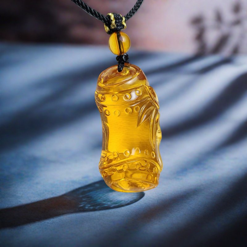 腾彪琥珀 天然琥珀蜜蜡 净水级 蓝绿琥珀 节节高升 精品伸缩 绳链 - 项链 - 半宝石 橘色