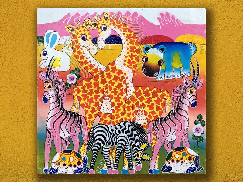 T807粉红色吉力马札罗山(小)/非洲TingaTinga原画作 - 海报/装饰画/版画 - 其他材质 