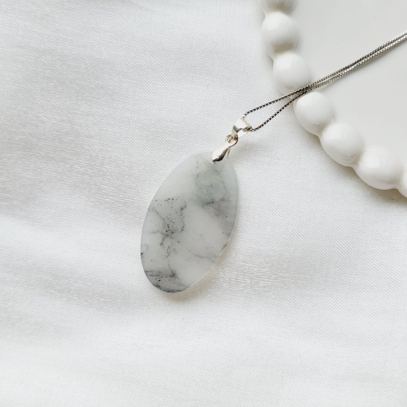 冰胶山水墨画乌鸡无事牌吊坠 |天然缅甸玉A货翡翠 - 项链 - 玉石 