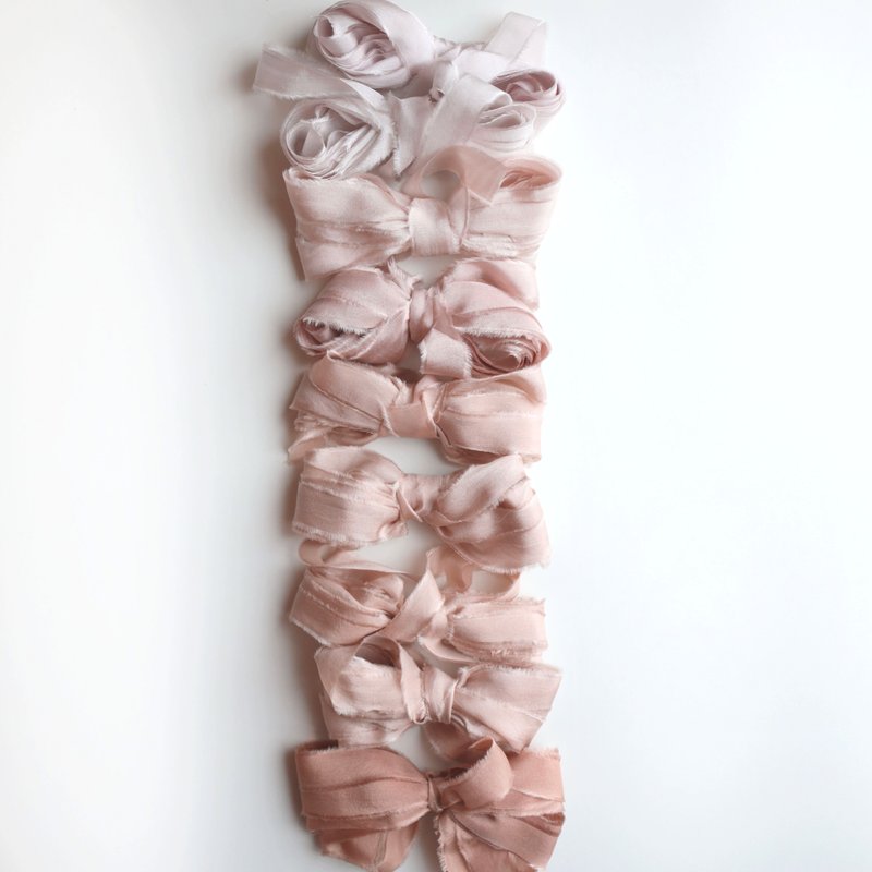 Hand Dyed Silk Ribbons / Set of 9 / Silk Bundles - 包装材料 - 丝．绢 粉红色