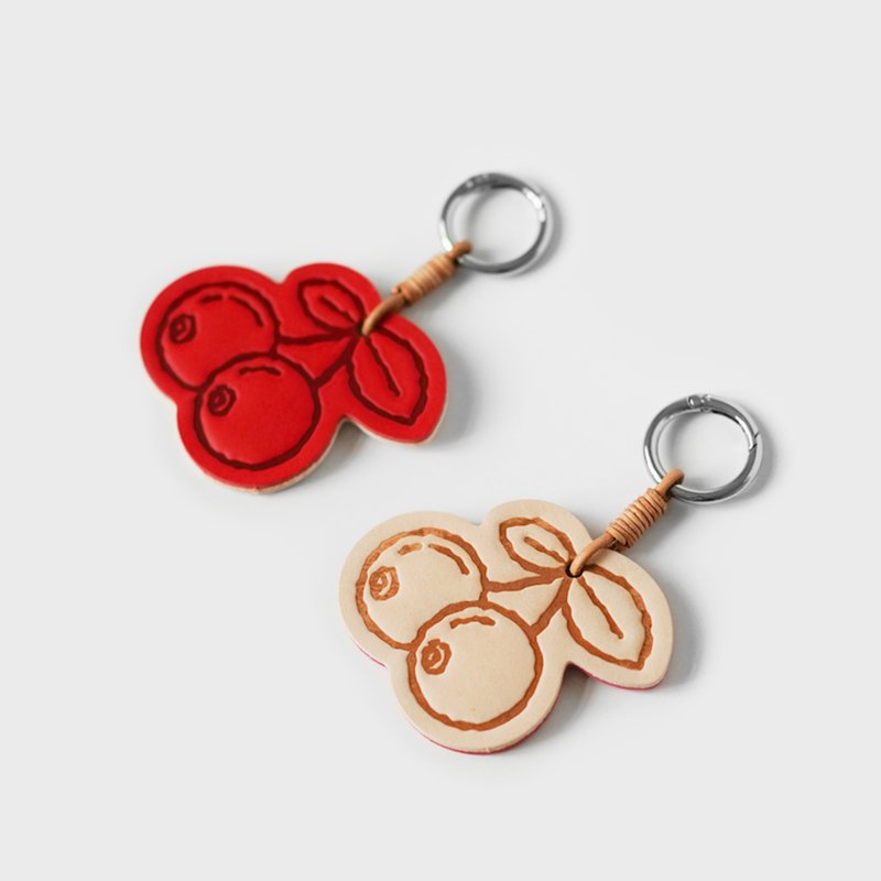 HUANGS 艹一田人【NFC 功能】樱桃皮革钥匙圈 吊饰 - 吊饰 - 真皮 红色