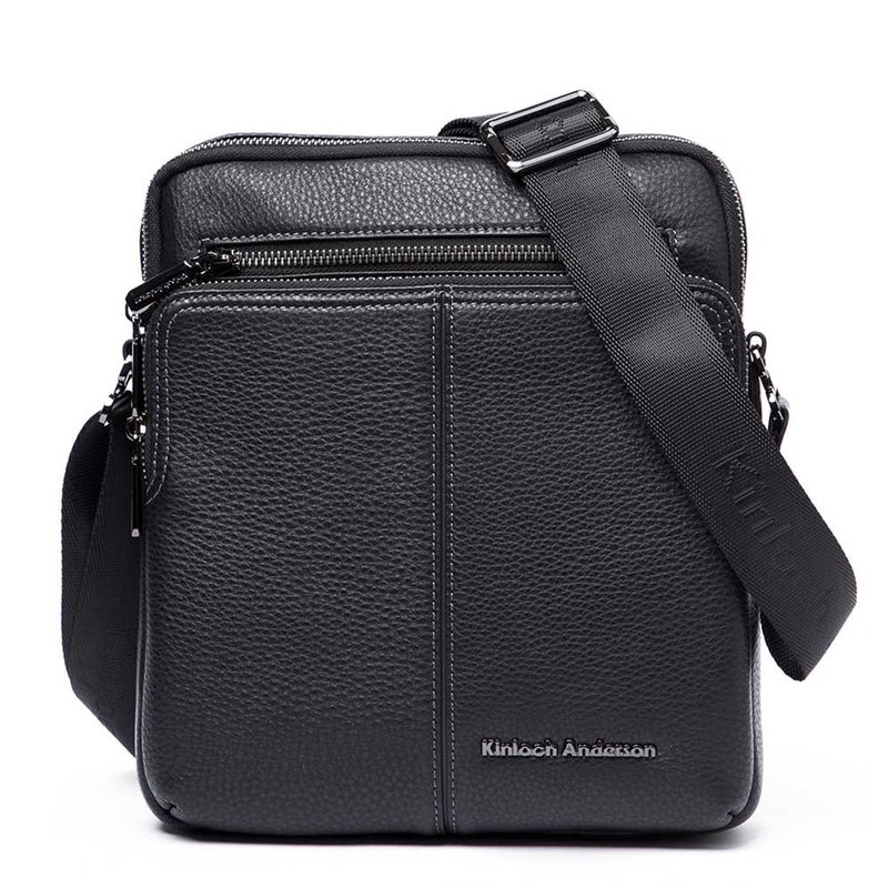 【金安德森】都会简约 商务直式拉链侧背包-黑色 - 侧背包/斜挎包 - 真皮 黑色