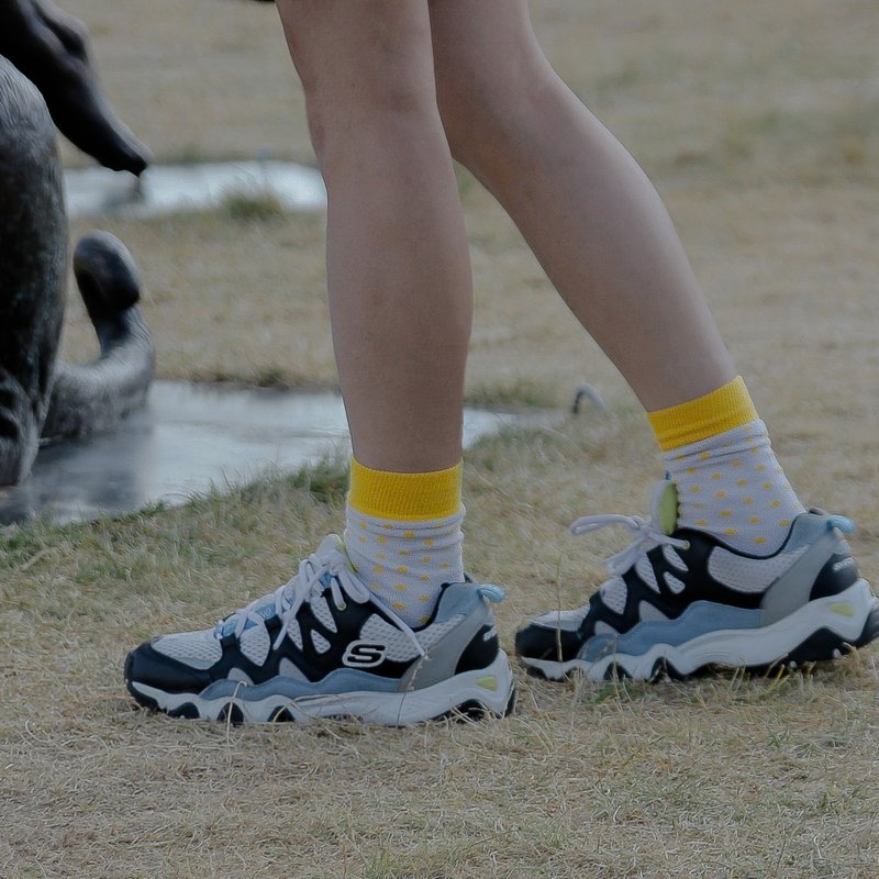 Bourton-on-the-Water∣蜜金波卡点点风 - 设计袜∣台湾制∣抑菌 - 袜子 - 棉．麻 橘色